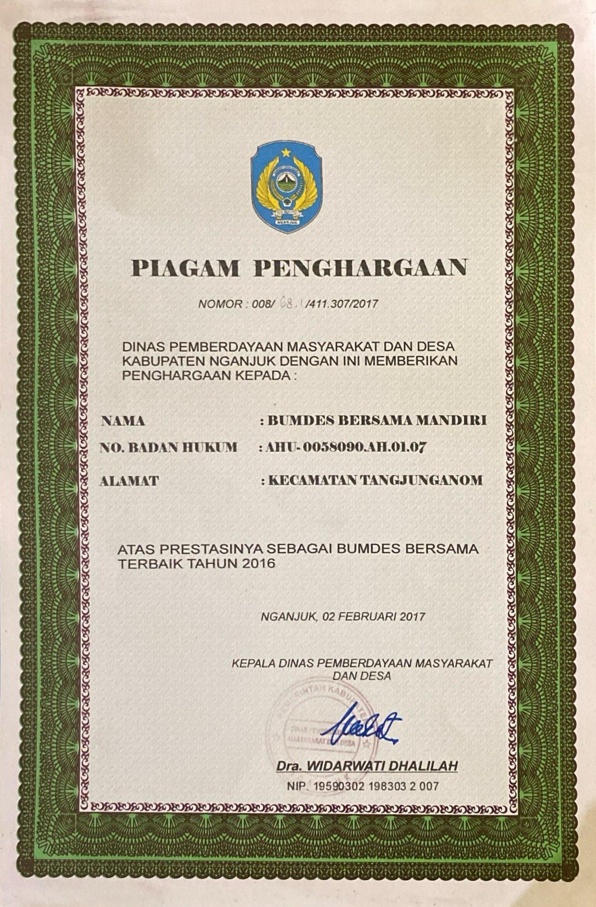 Bumdesma Terbaik Tahun 2016