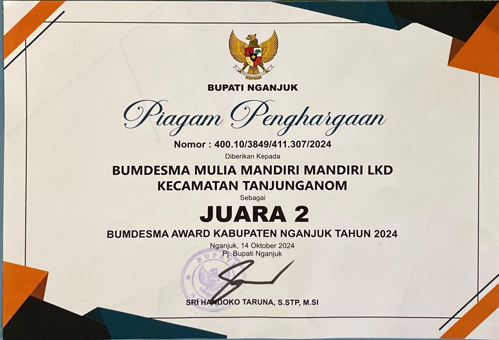 Juara 2 Bumdesma award tahun 2024